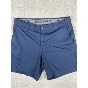 PGA Tour Shorts Men’s 38 Blue Golf Tech Performance Shorts Stretch Elastic 9”